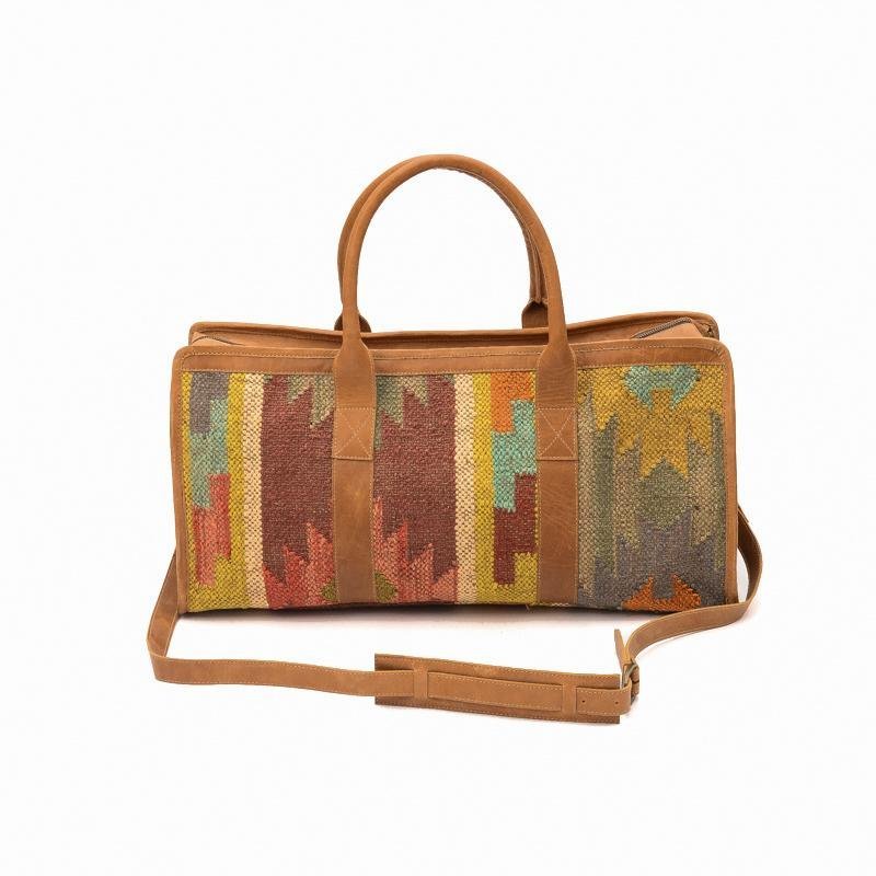 Leather kilim travel on sale bag