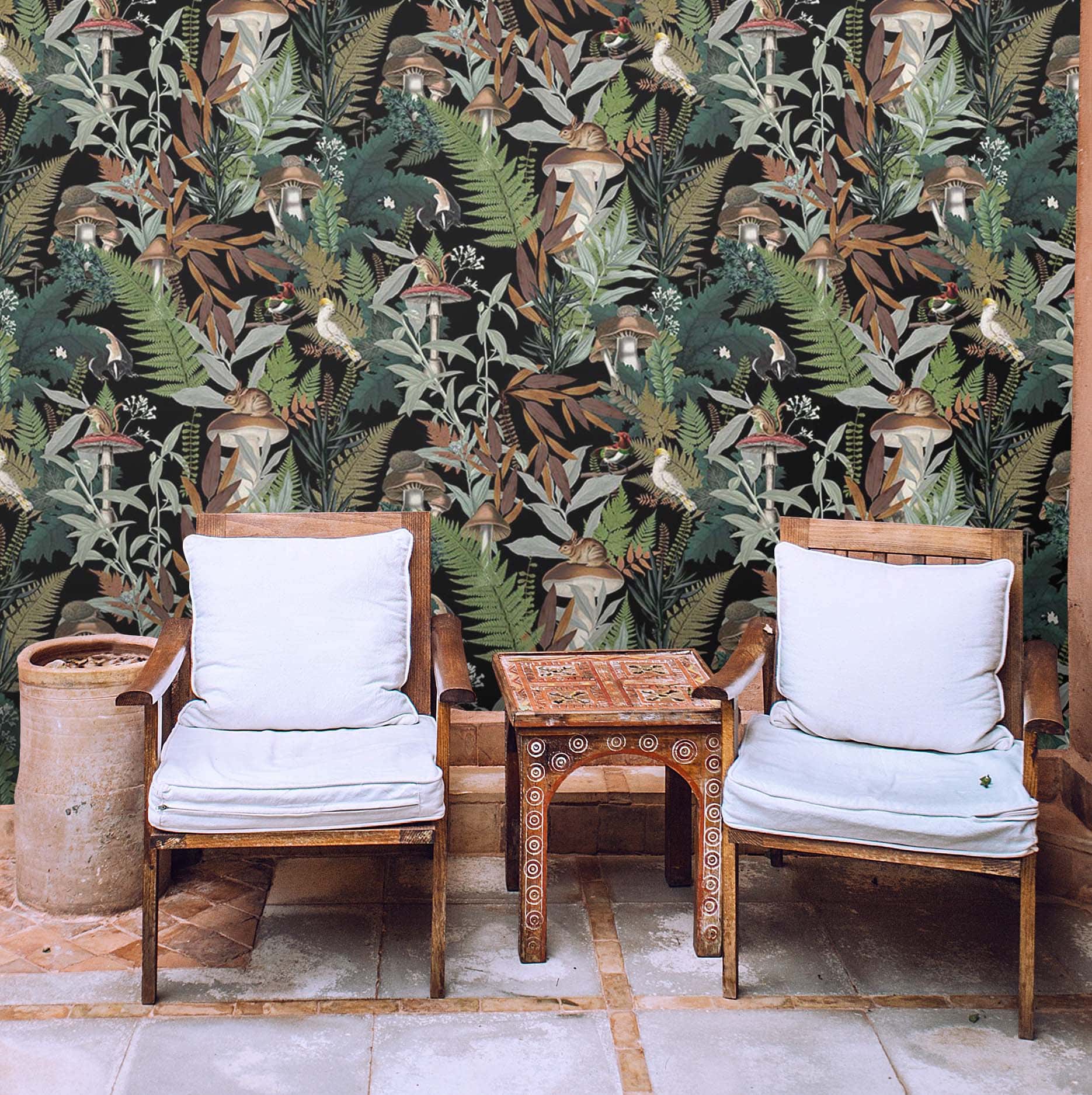 Wilderness, Tropical Jungle Repeat Pattern Wallpaper