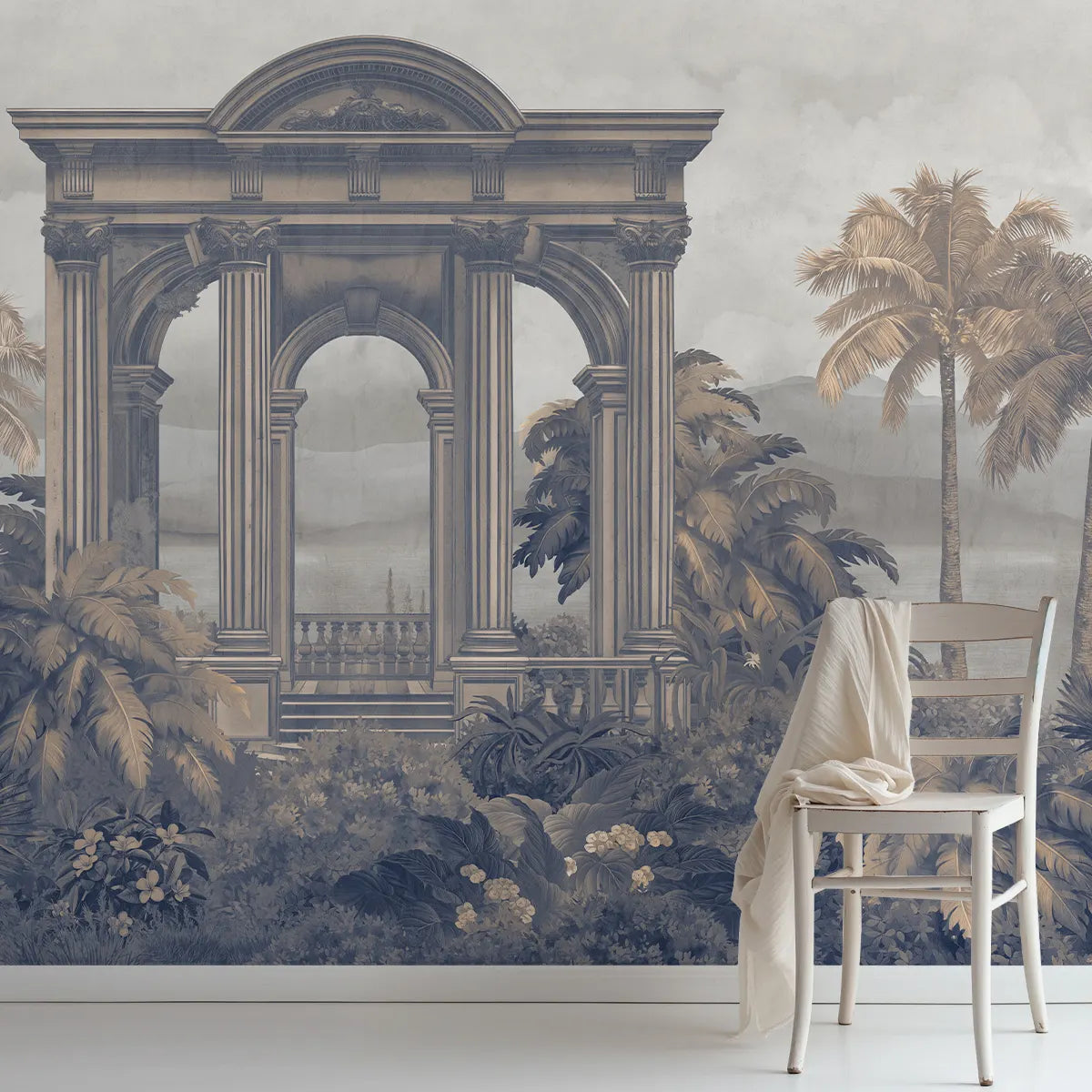 shop now Majestic Foliage Epoch Customised Wallpaper Blue & Sepia 