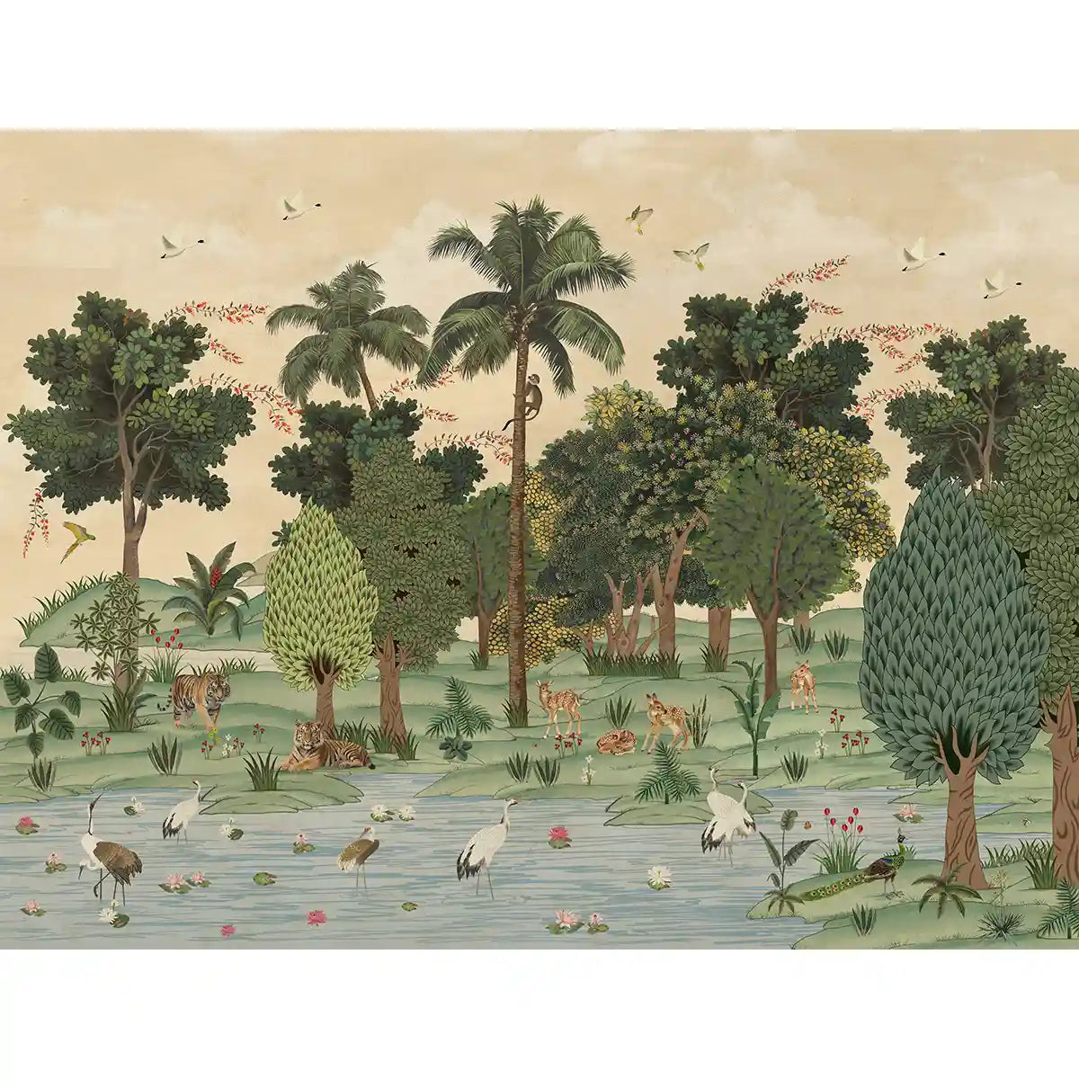 Ran Shringar Wallpaper Depicting Ranthambore Forest Designed for Walls muddy creamish beige Buy Now