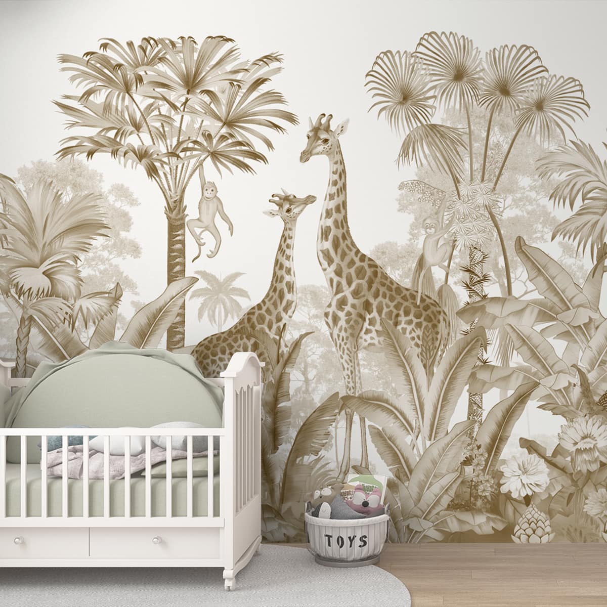 Van, Beautiful Vintage Jungle Theme Kids Wallpaper, Customised