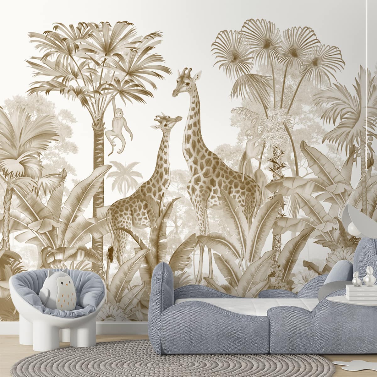 Van, Beautiful Vintage Jungle Theme Kids Wallpaper, Customised