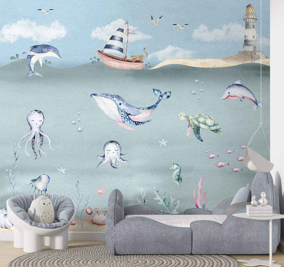 Ocean World, Kids Room Wallpaper, Customised