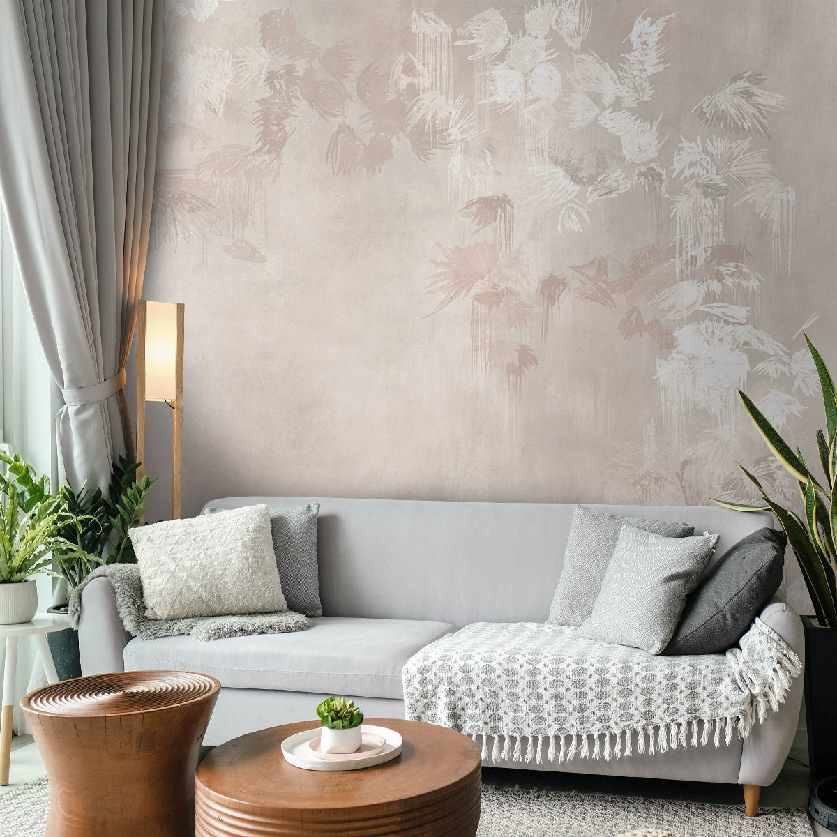 Worth it: Abstract Wallpaper Design for Walls, Feather Pink