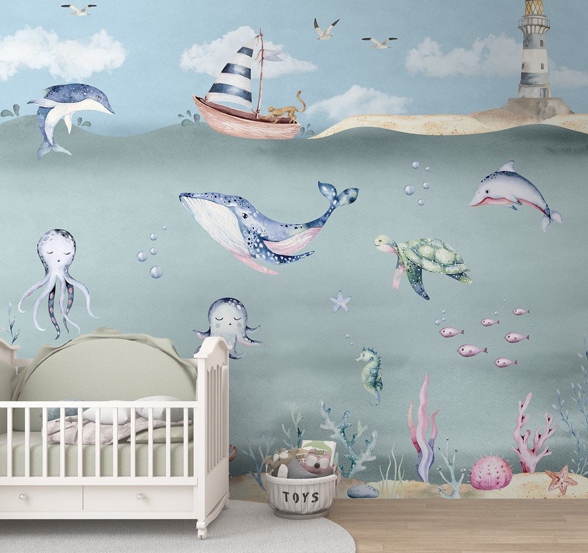 Ocean World, Kids Room Wallpaper, Customised