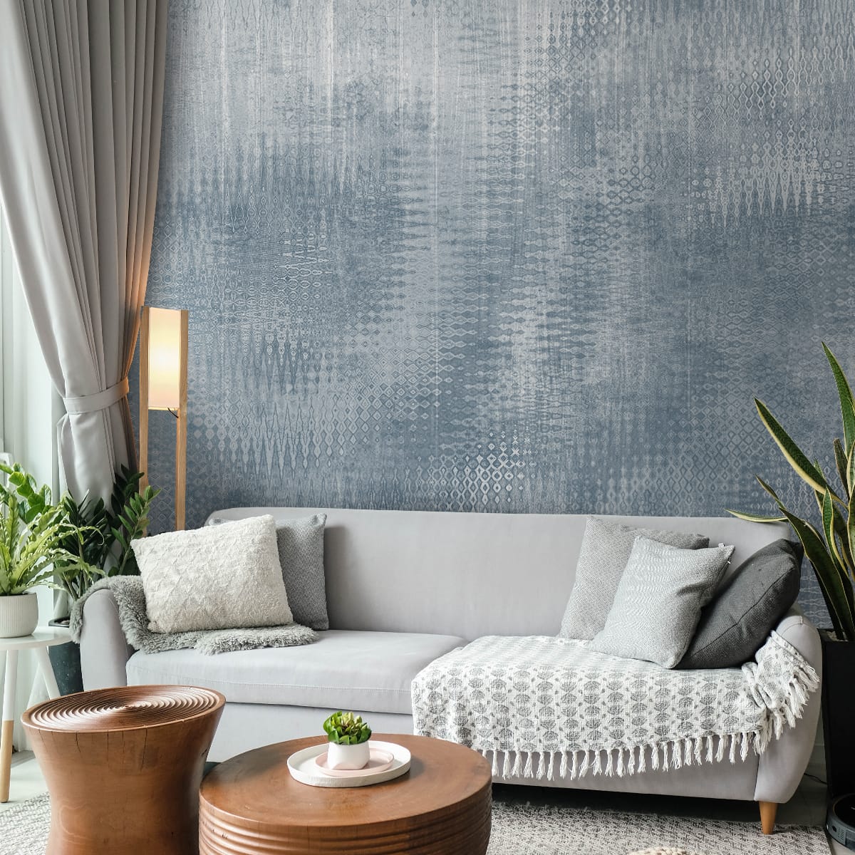 Textured Elements Harmony Wallpaper, Feather Blue