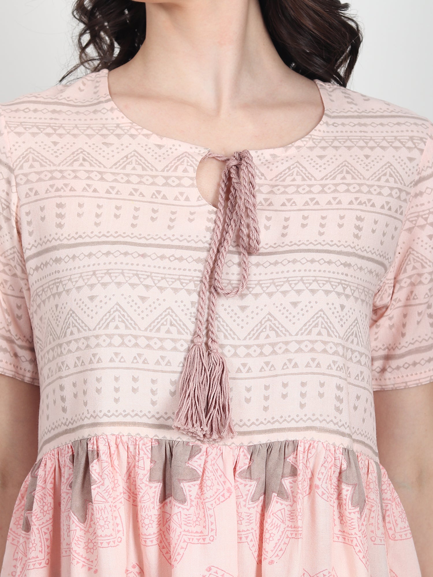 Daphne pink hand block printed Top