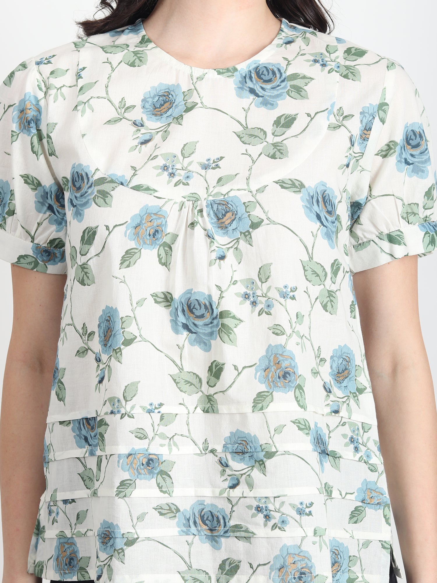 Flora blue floral printed Top