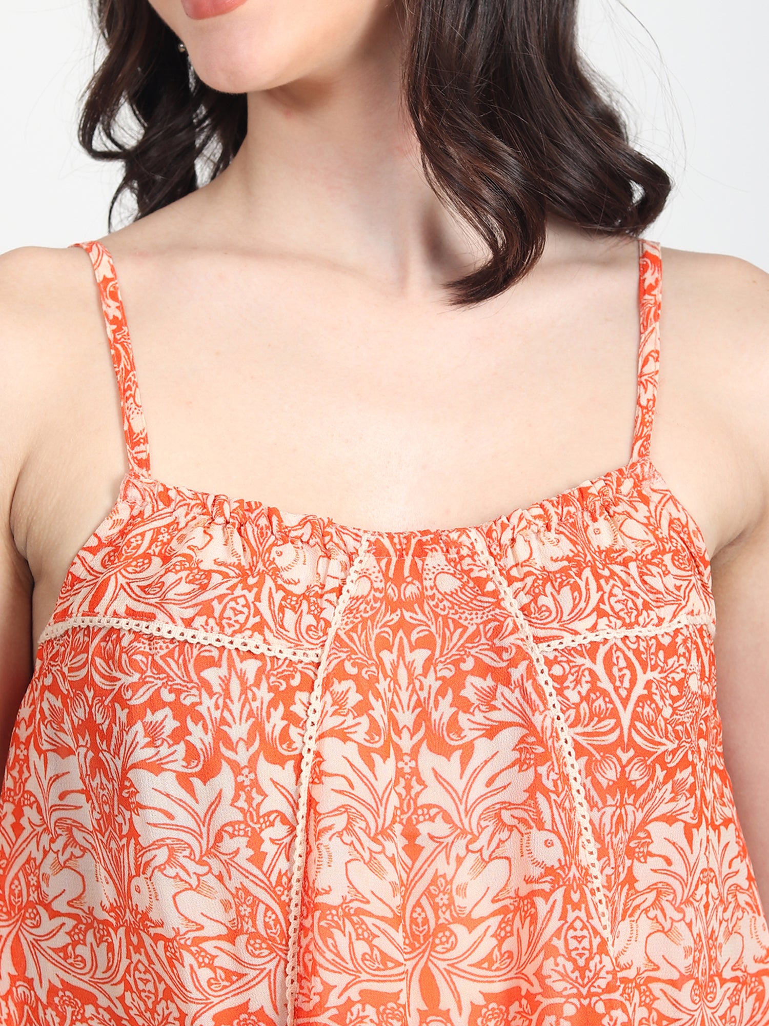 Rae orange printed Top