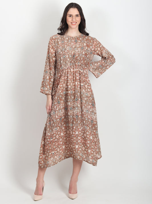 Freda Floral Printed Cotton Dress - ART AVENUE