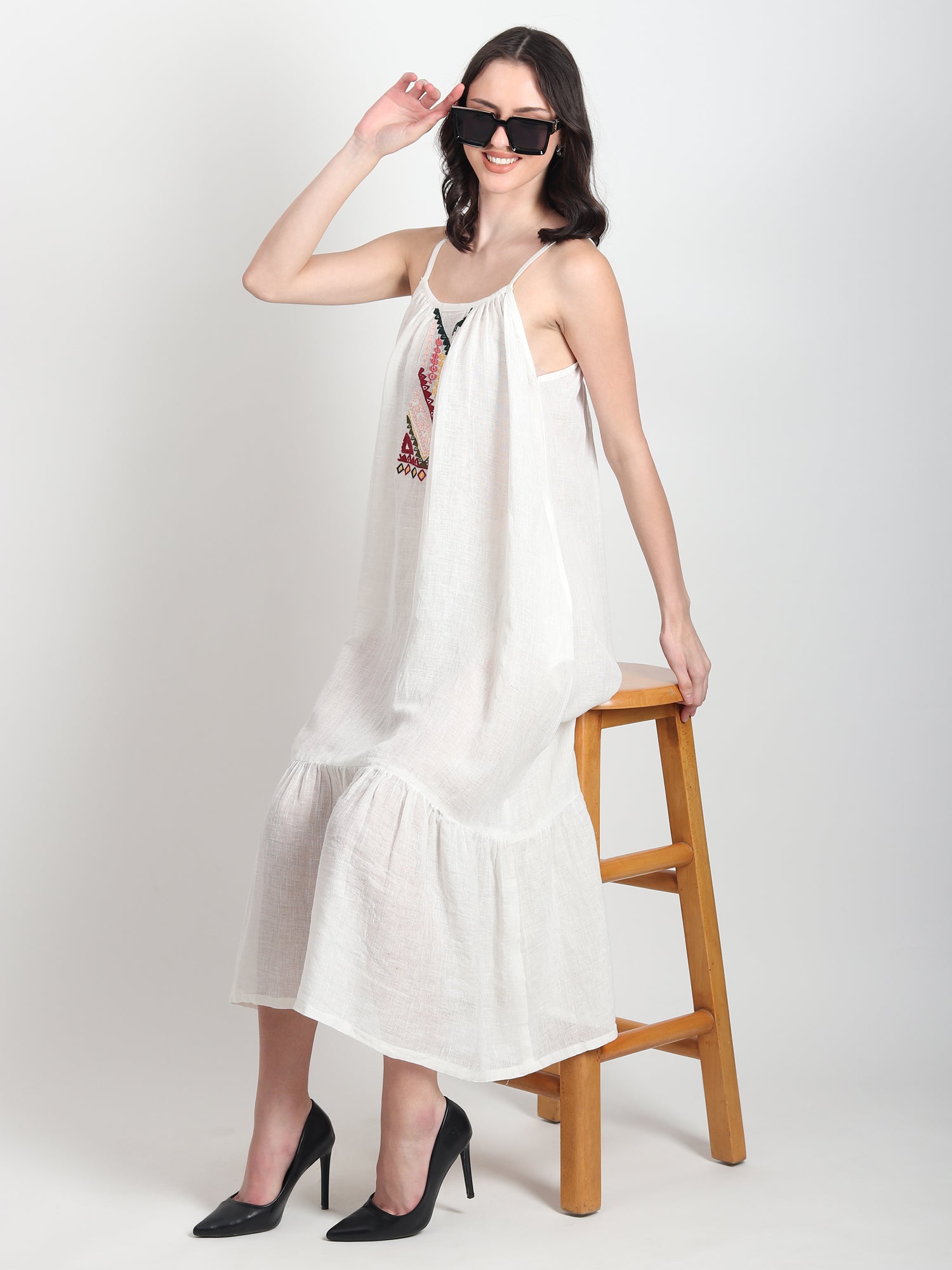 Zoie Embroidered Cotton A-Line Dress