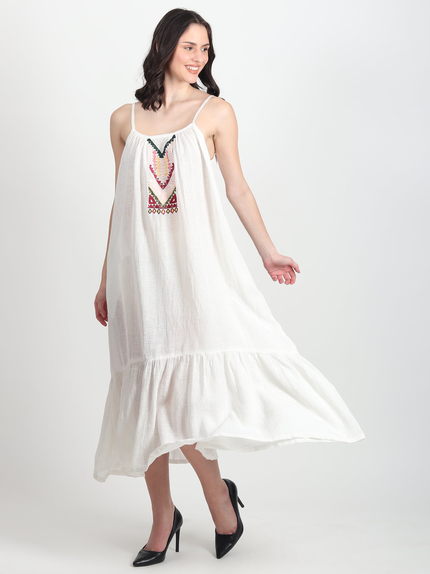 Zoie Embroidered Cotton A-Line Dress