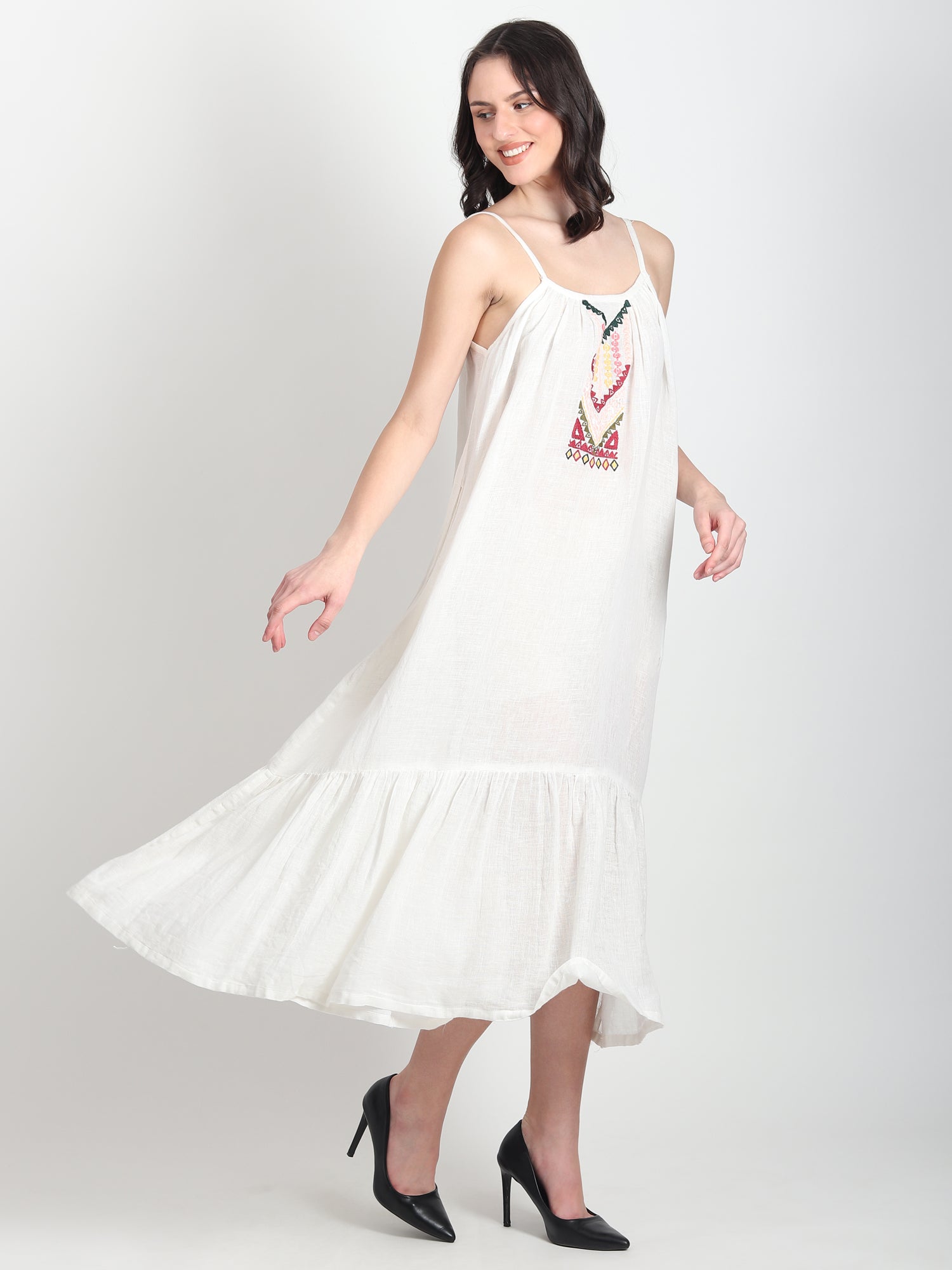 Zoie Embroidered Cotton A-Line Dress