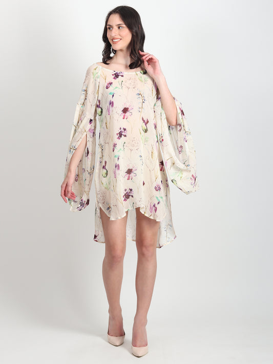 Fern Floral Printed Georgette Dress - ART AVENUE