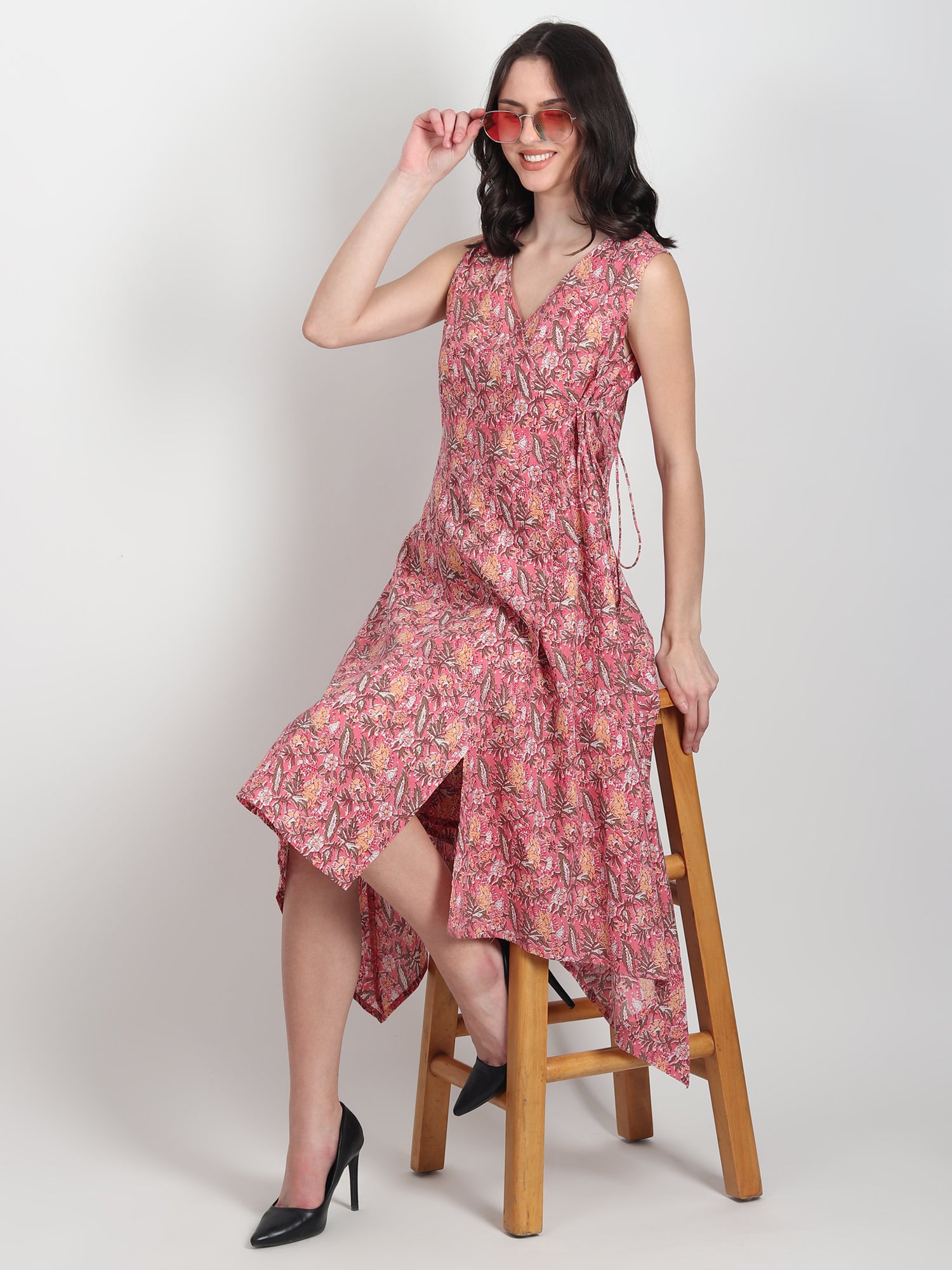 Tracy Printed Cotton A-Line Dress