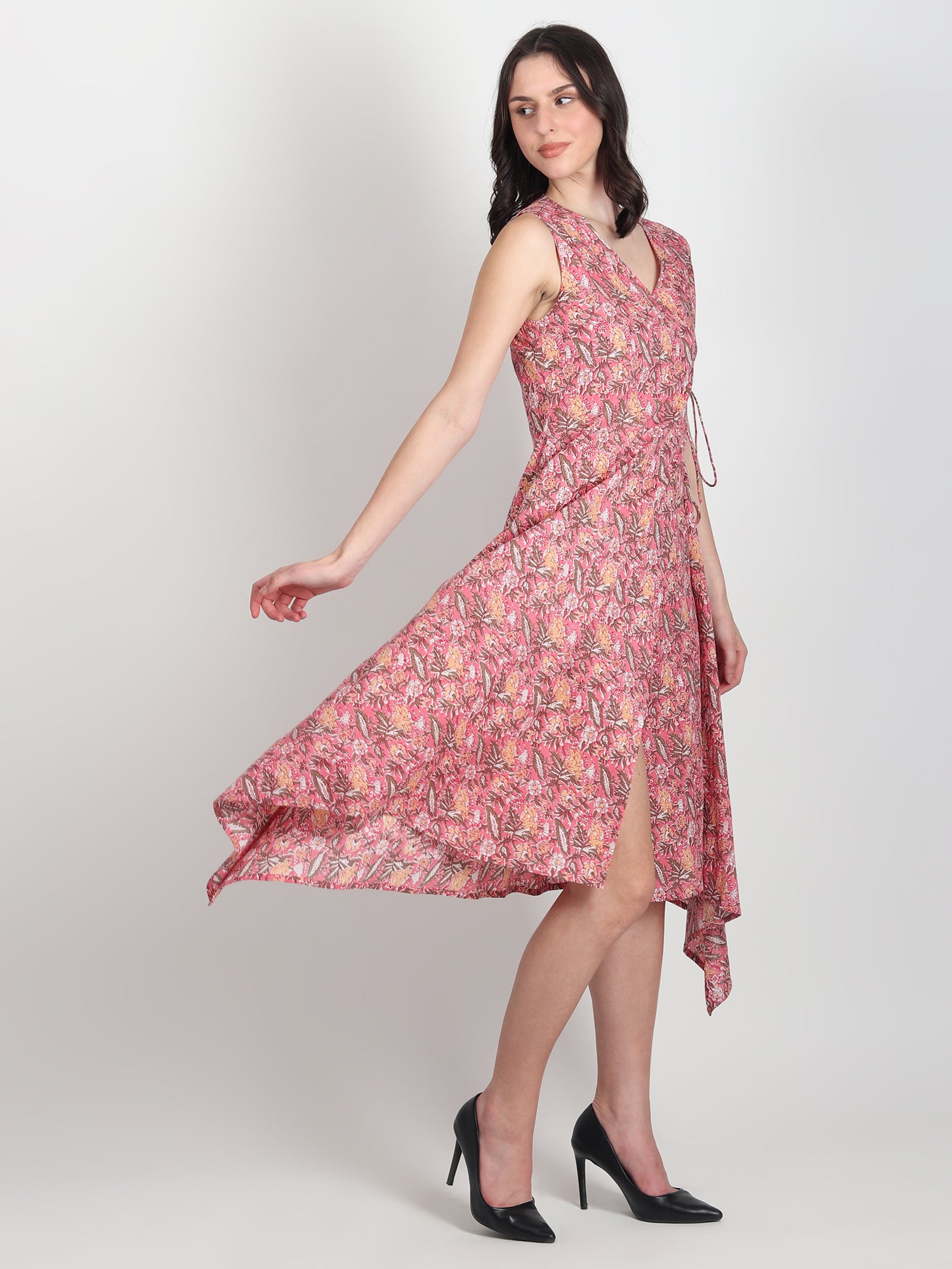 Tracy Printed Cotton A-Line Dress