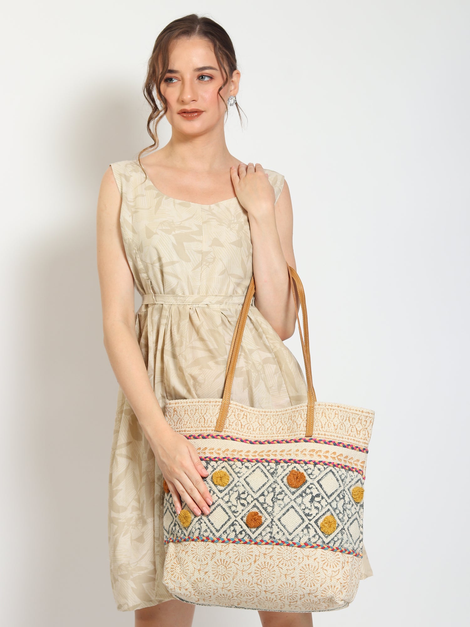 MAIZE - BLOCK PRINT TOTE  BAG