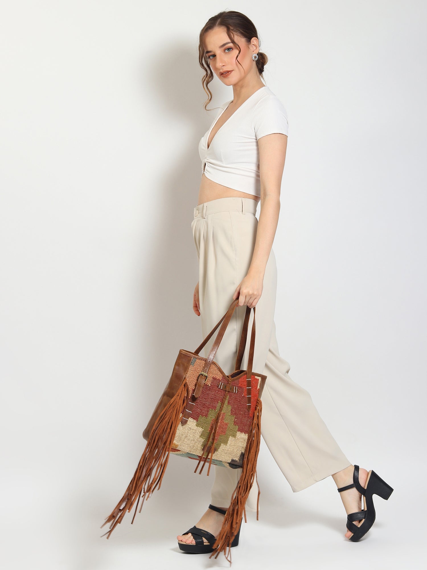 BOHEMIAN - KILIM and LEATHER  BAG