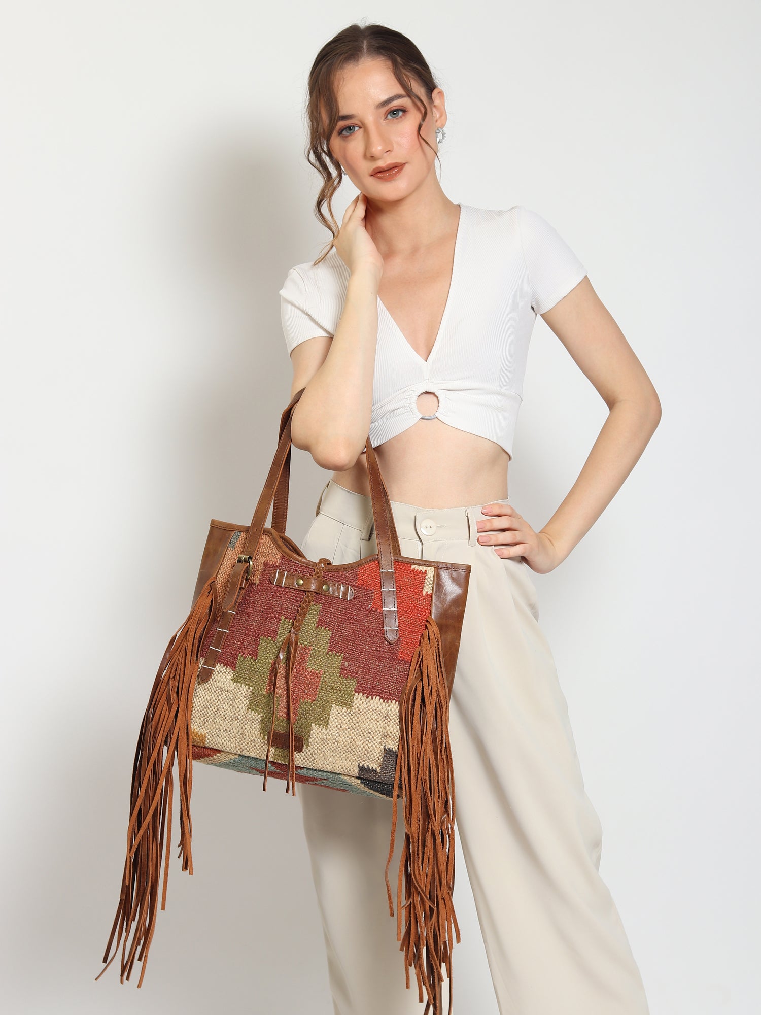 BOHEMIAN - KILIM and LEATHER  BAG