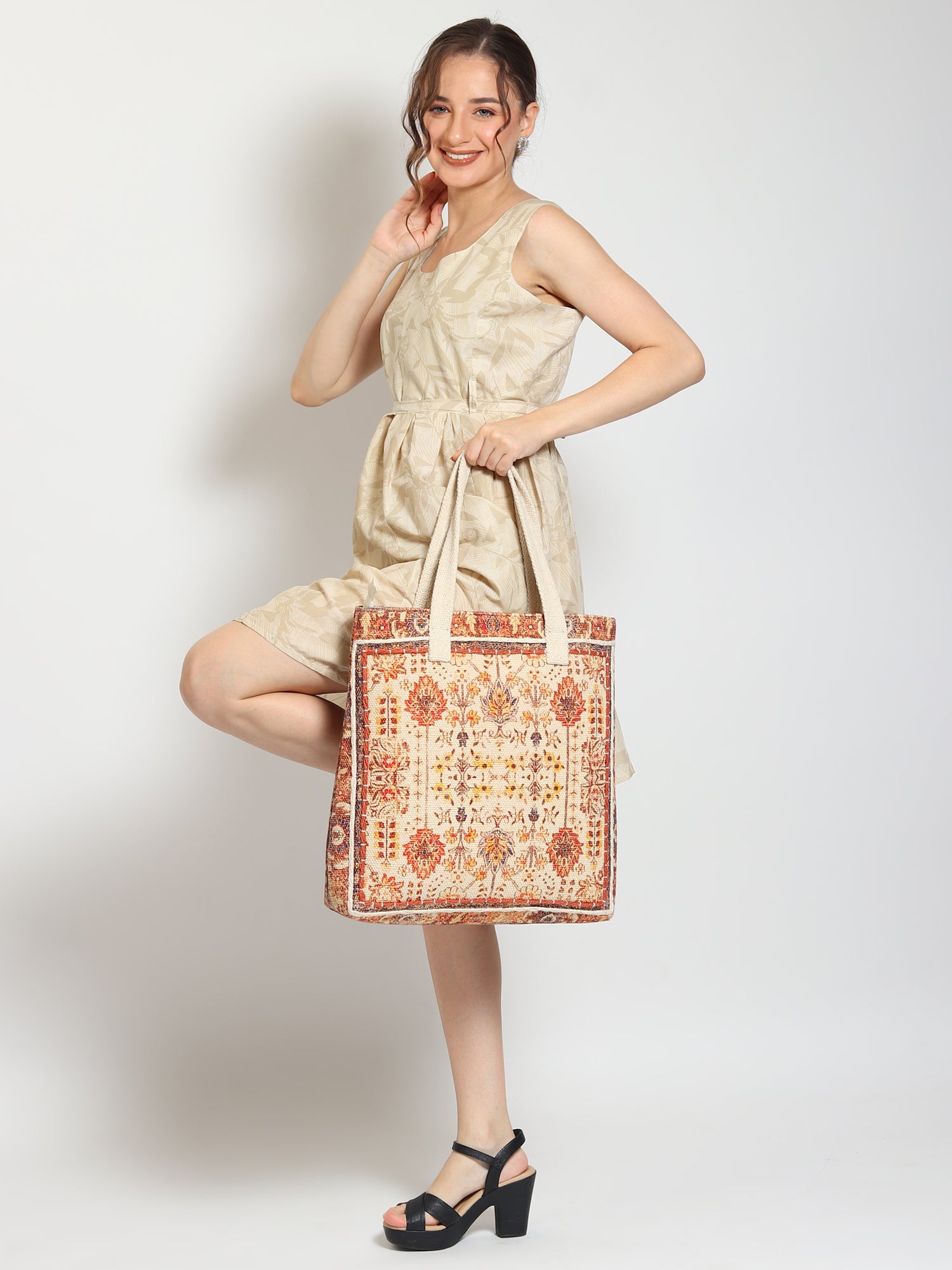 ADRIA - HAND BLOCK COTTON PRINTED TOTE BAG