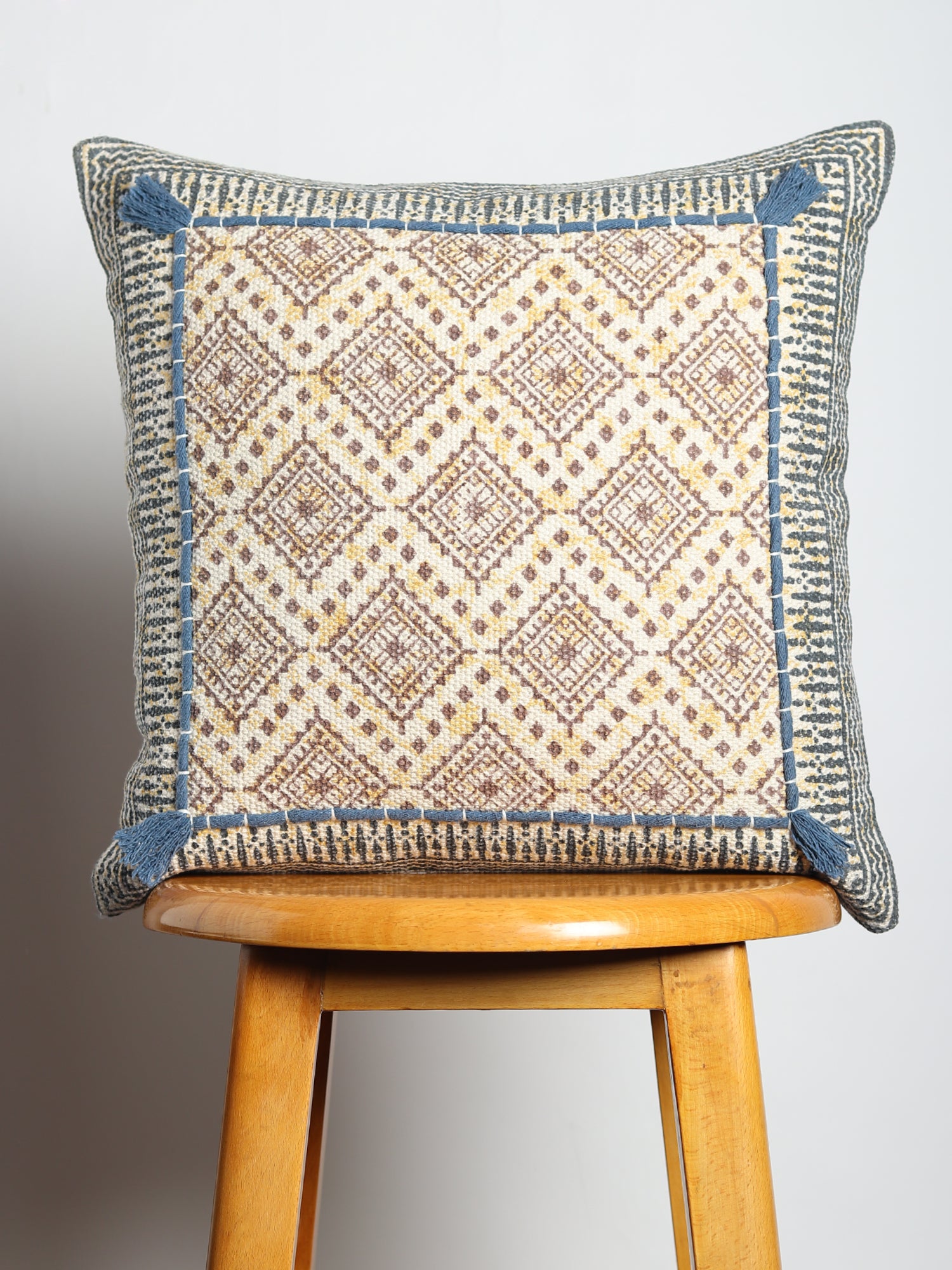 GAZBIA - COTON BLOCK PRINTED SQUARE CUSHION COVER