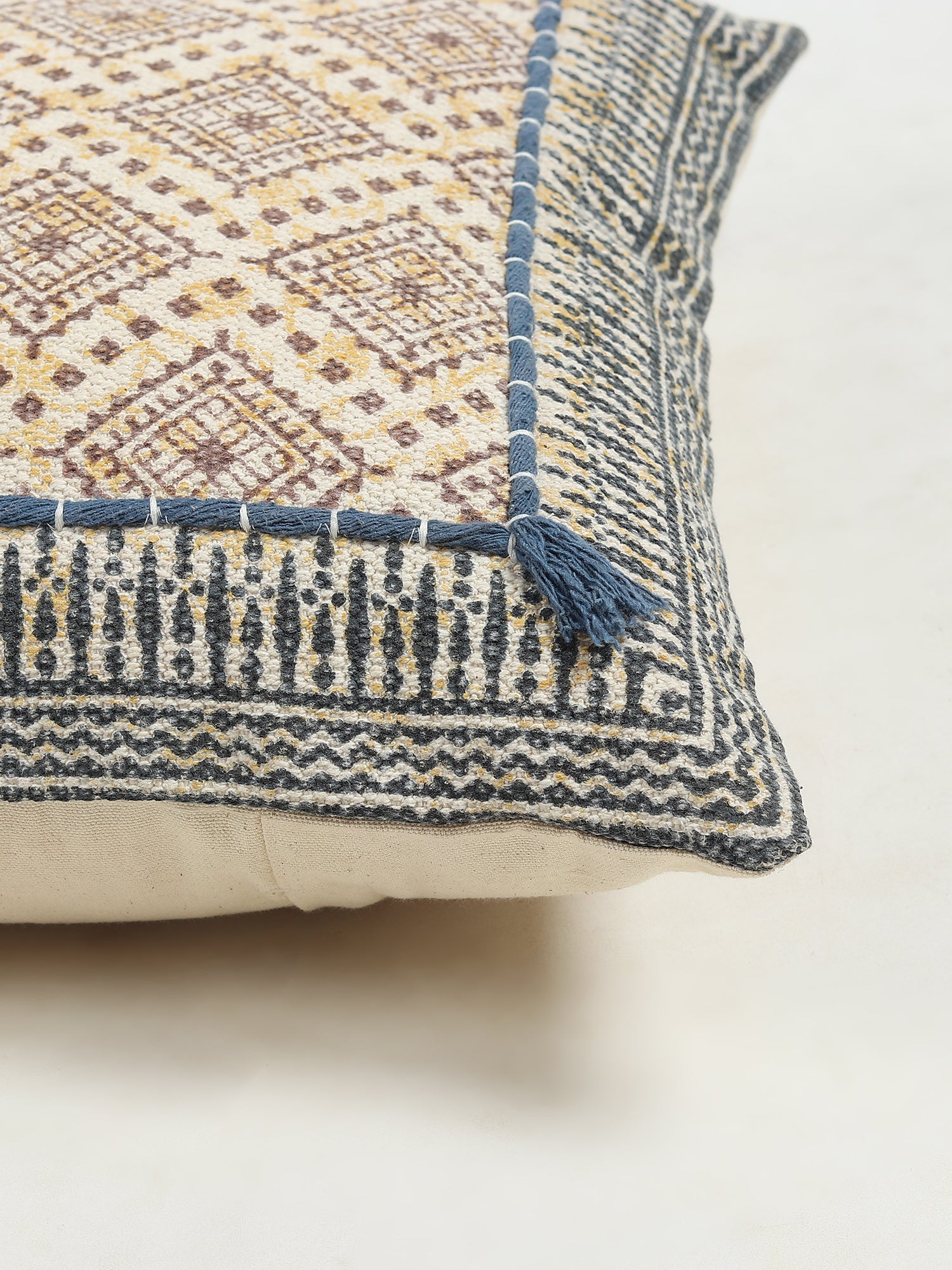 GAZBIA - COTON BLOCK PRINTED SQUARE CUSHION COVER