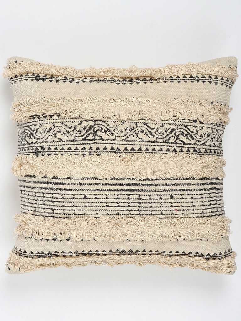 MARTE - BLOCK PRINTED Shaggy SQUARE CUSHION COVER