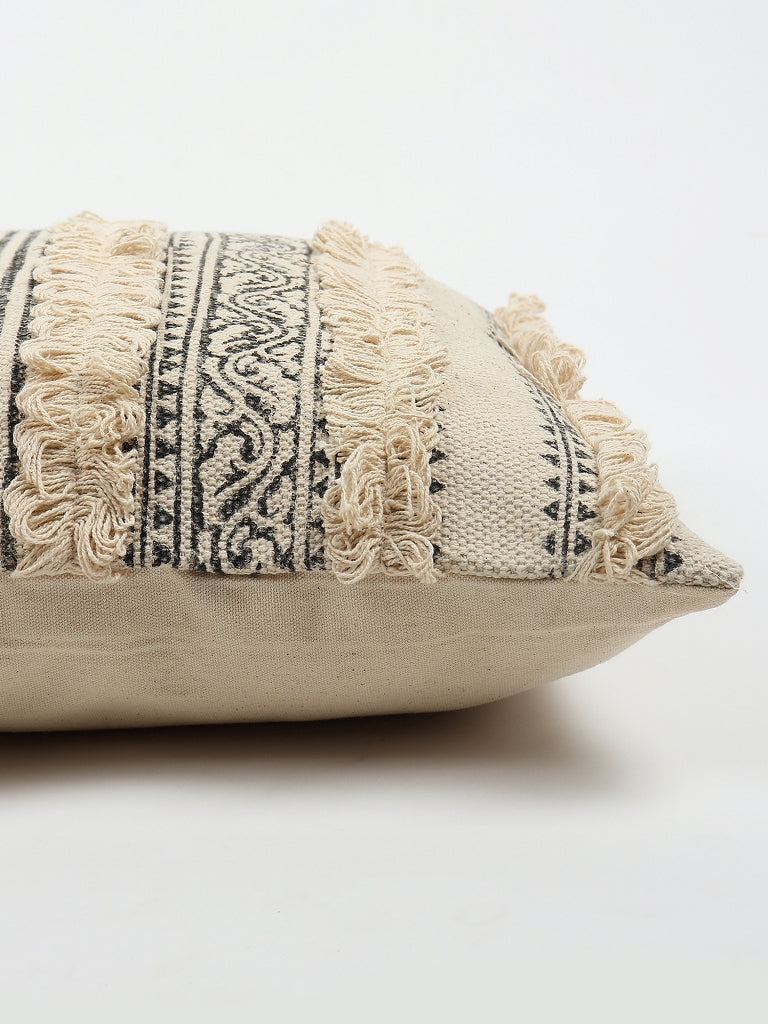 MARTE - BLOCK PRINTED Shaggy SQUARE CUSHION COVER