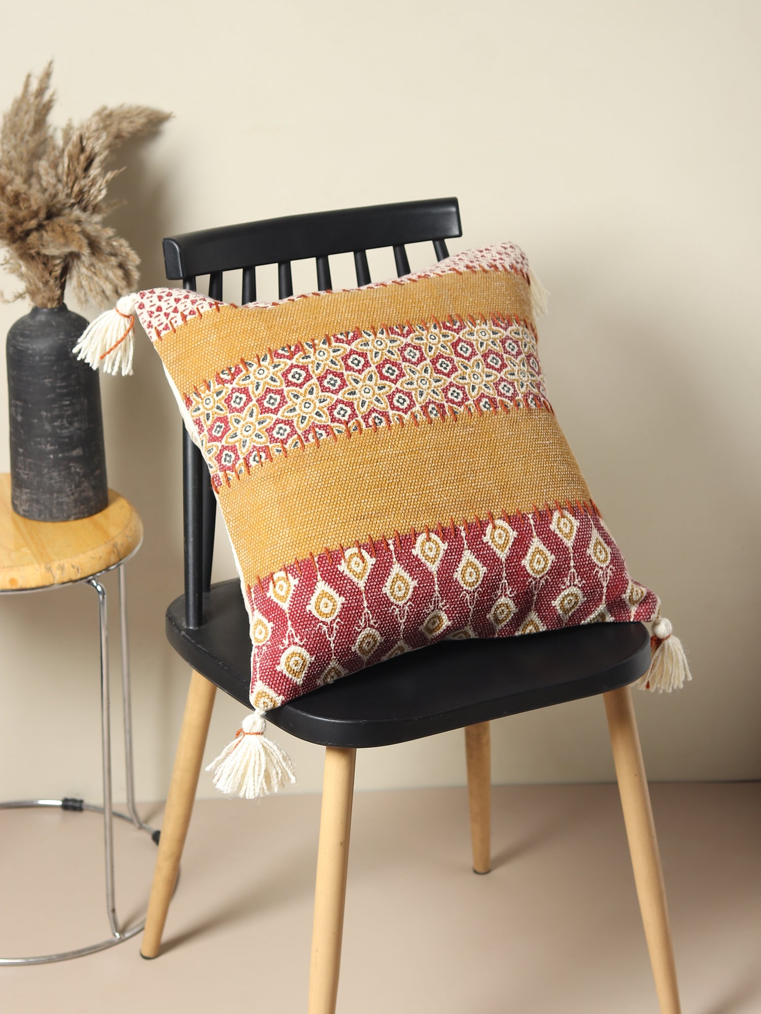 BORDER - SQUARE CUSHION COVER - BROWN