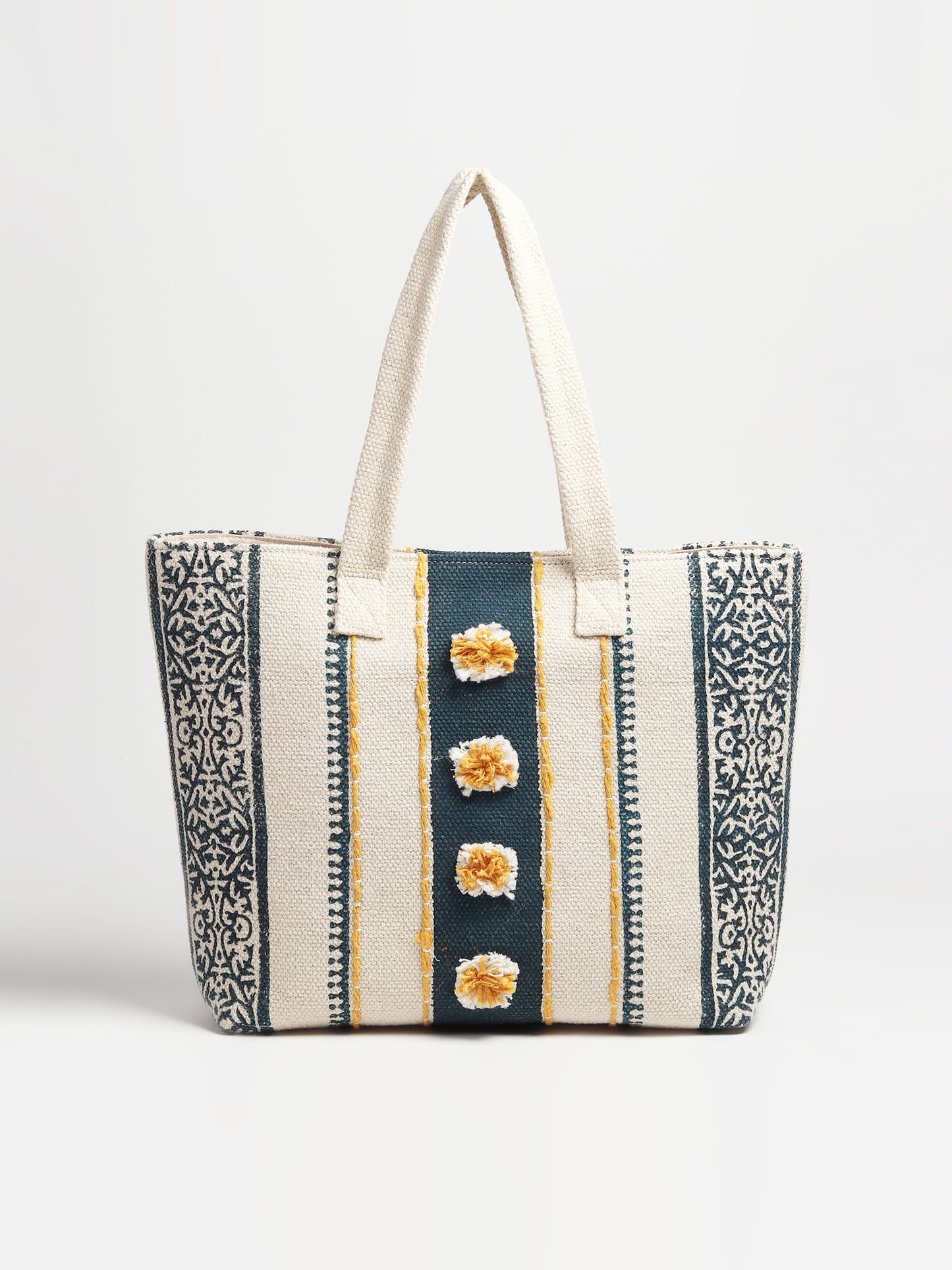 BRISK - HAND BLOCK COTTON PRINTED TOTE BAG