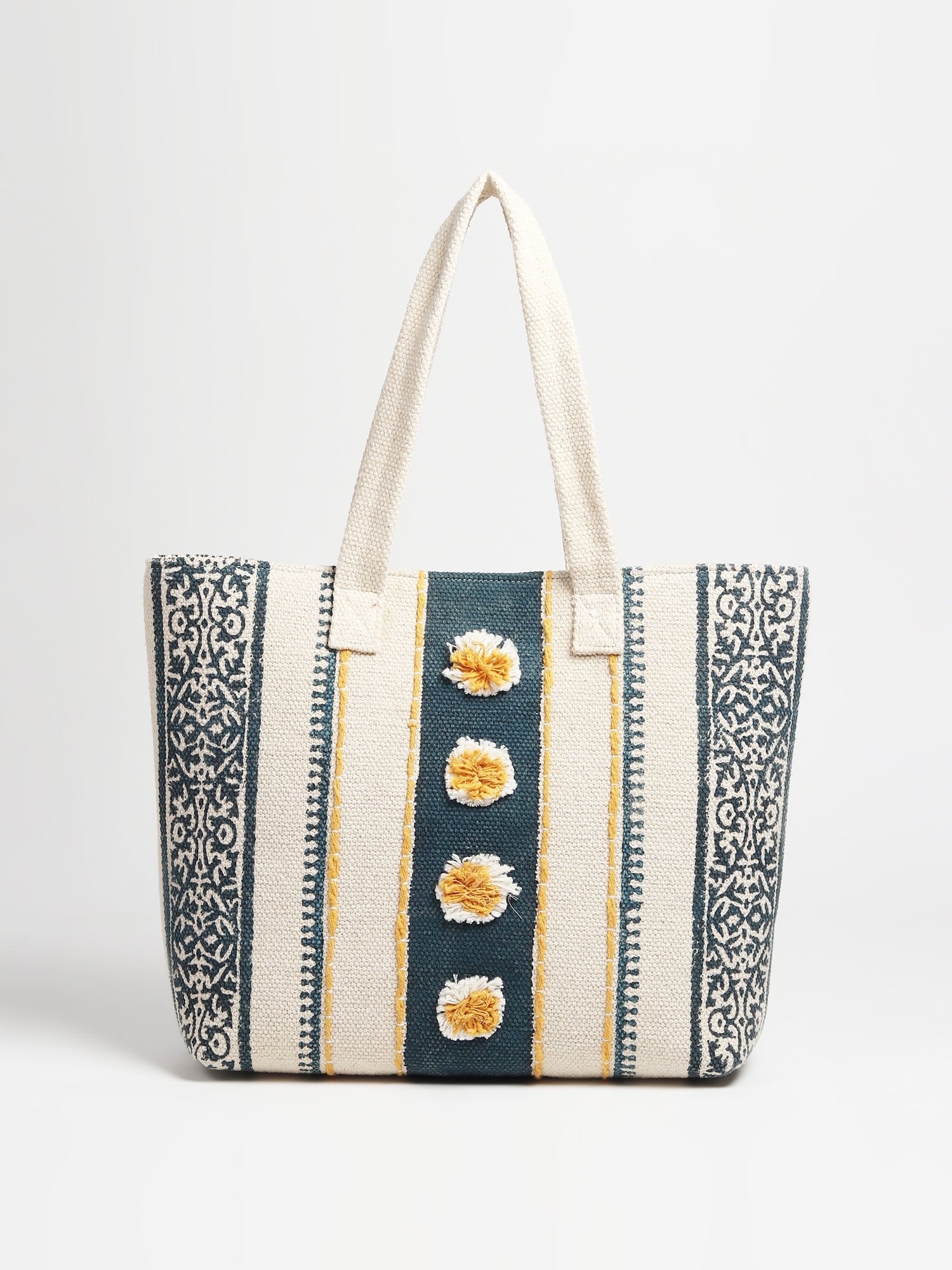 BRISK - HAND BLOCK COTTON PRINTED TOTE BAG