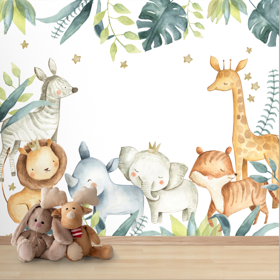 Cute Animal Design Wallpaper for Nursery Rooms, Customised