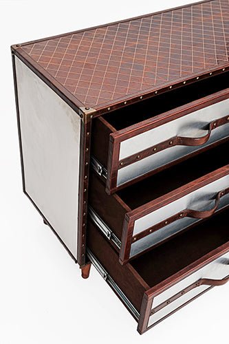 HEXA CHEST OF DRAWERS - ALUMINIUM AND LEATHER - ART AVENUE