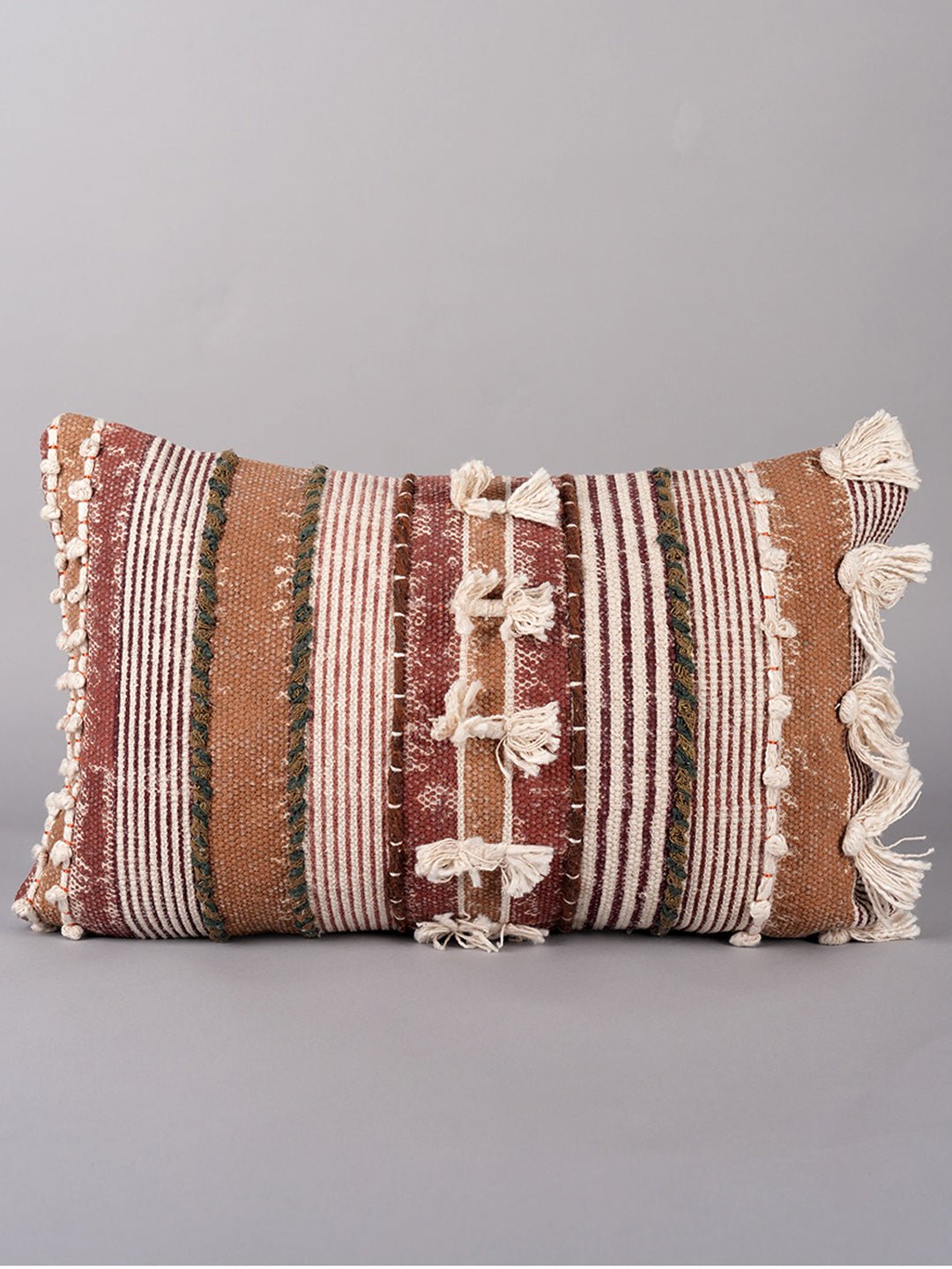 ARTISTIC TASEEL & LINE OASIS - BLOCK PRINTED LUMBAR CUSHION COVER - ART AVENUE