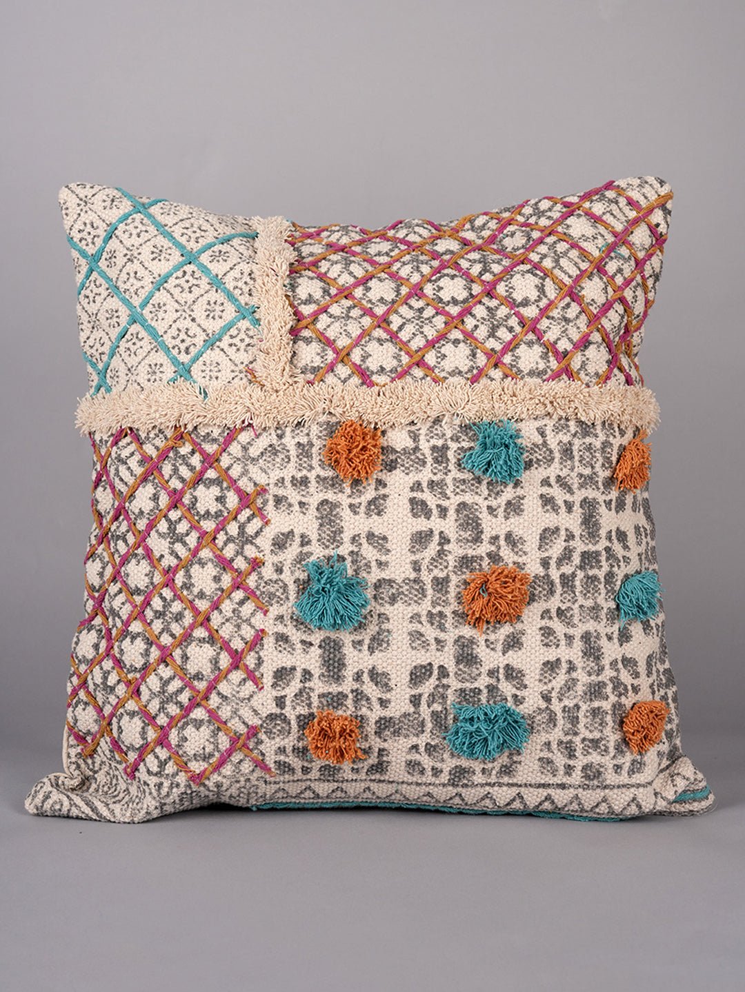 BLOCK PRINTED - SQAURE CUSHION COVER - ART AVENUE