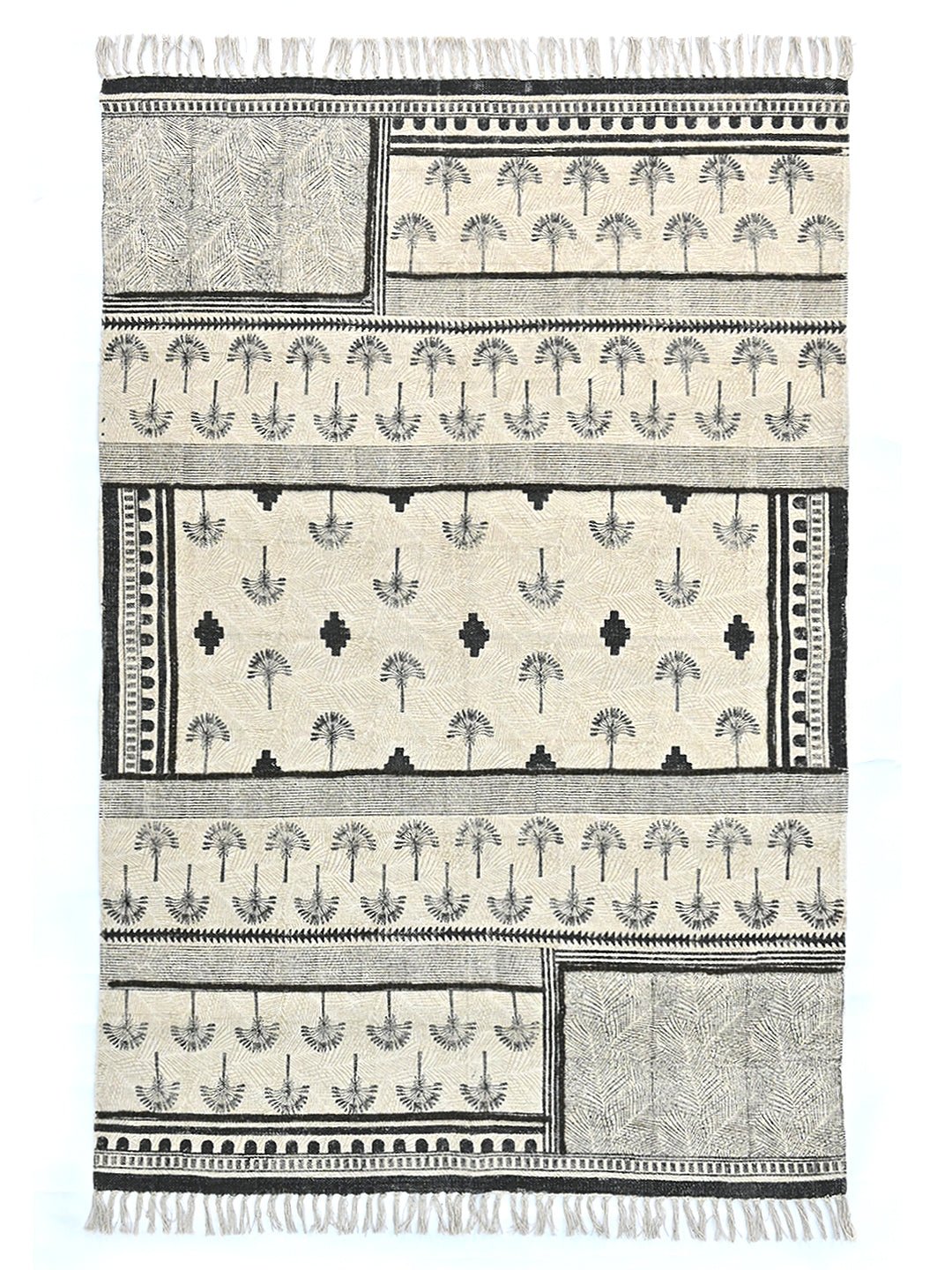 PALMS BLOCK PRINTED COTTON RUG - ART AVENUE