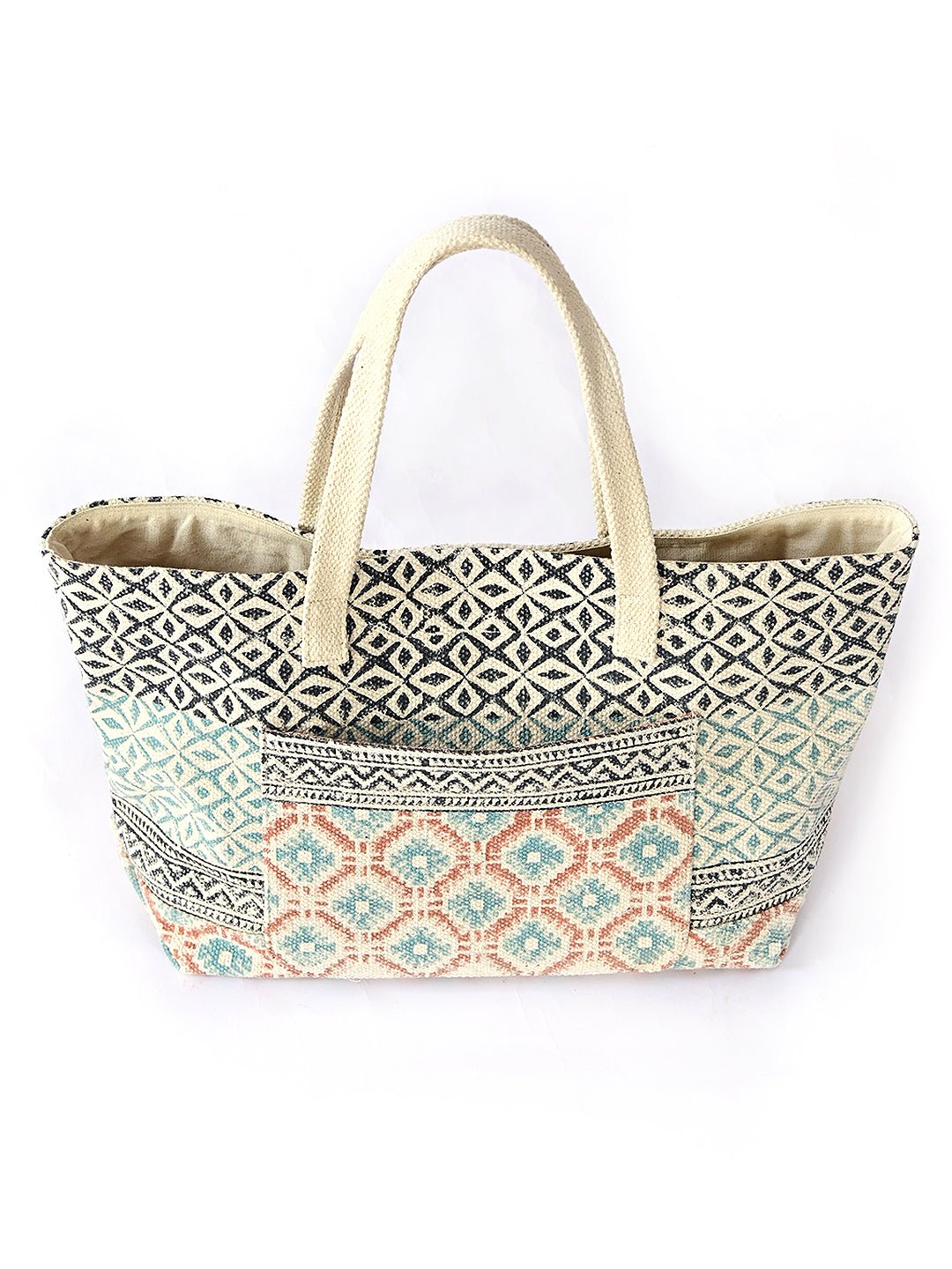 CASSIA - HAND BLOCK COTTON PRINTED TOTE BAG - ART AVENUE