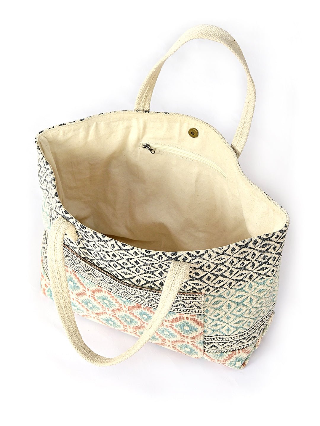 CASSIA - HAND BLOCK COTTON PRINTED TOTE BAG - ART AVENUE