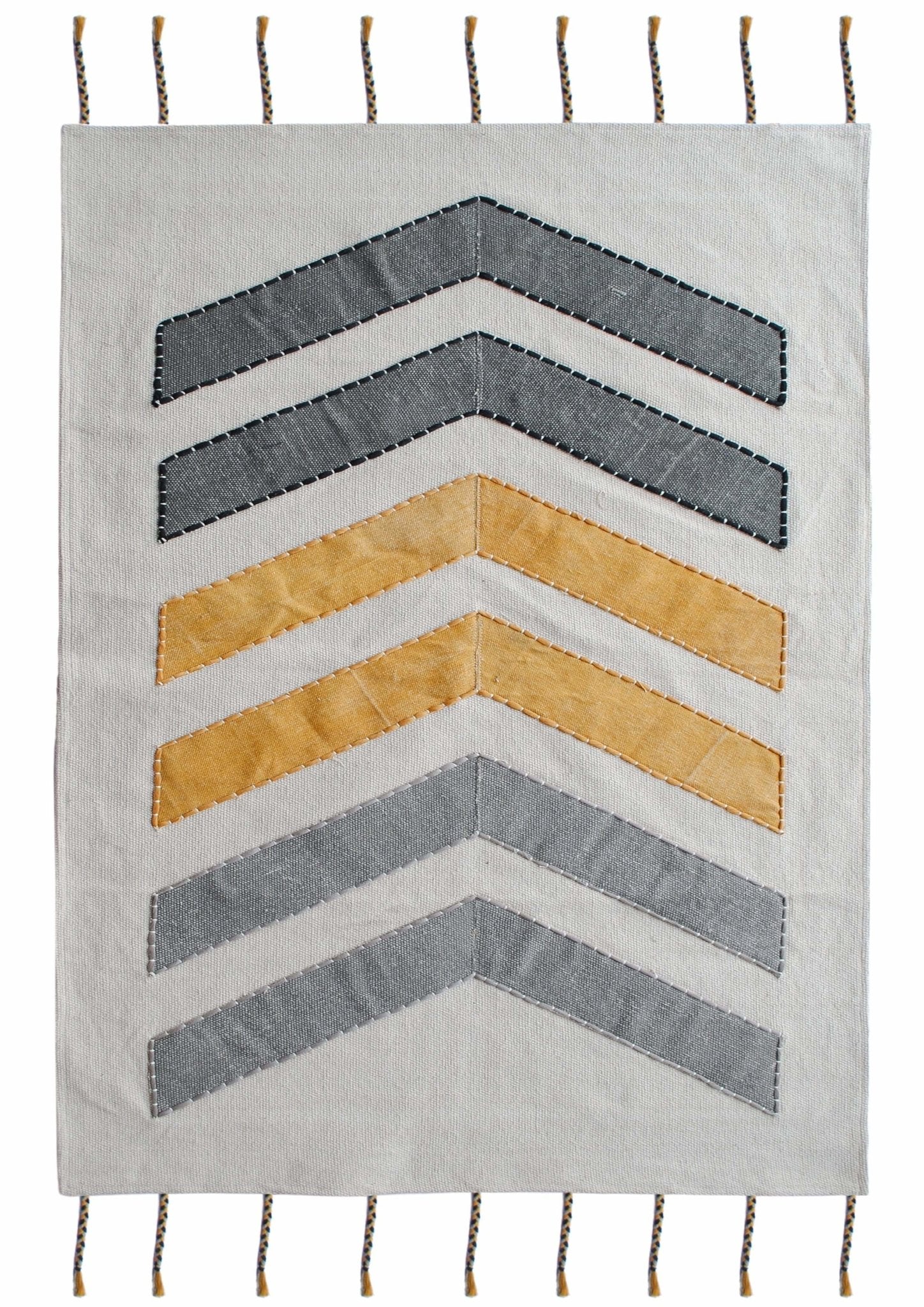 MESA - BLOCK PRINTED RUG - GREY - ART AVENUE