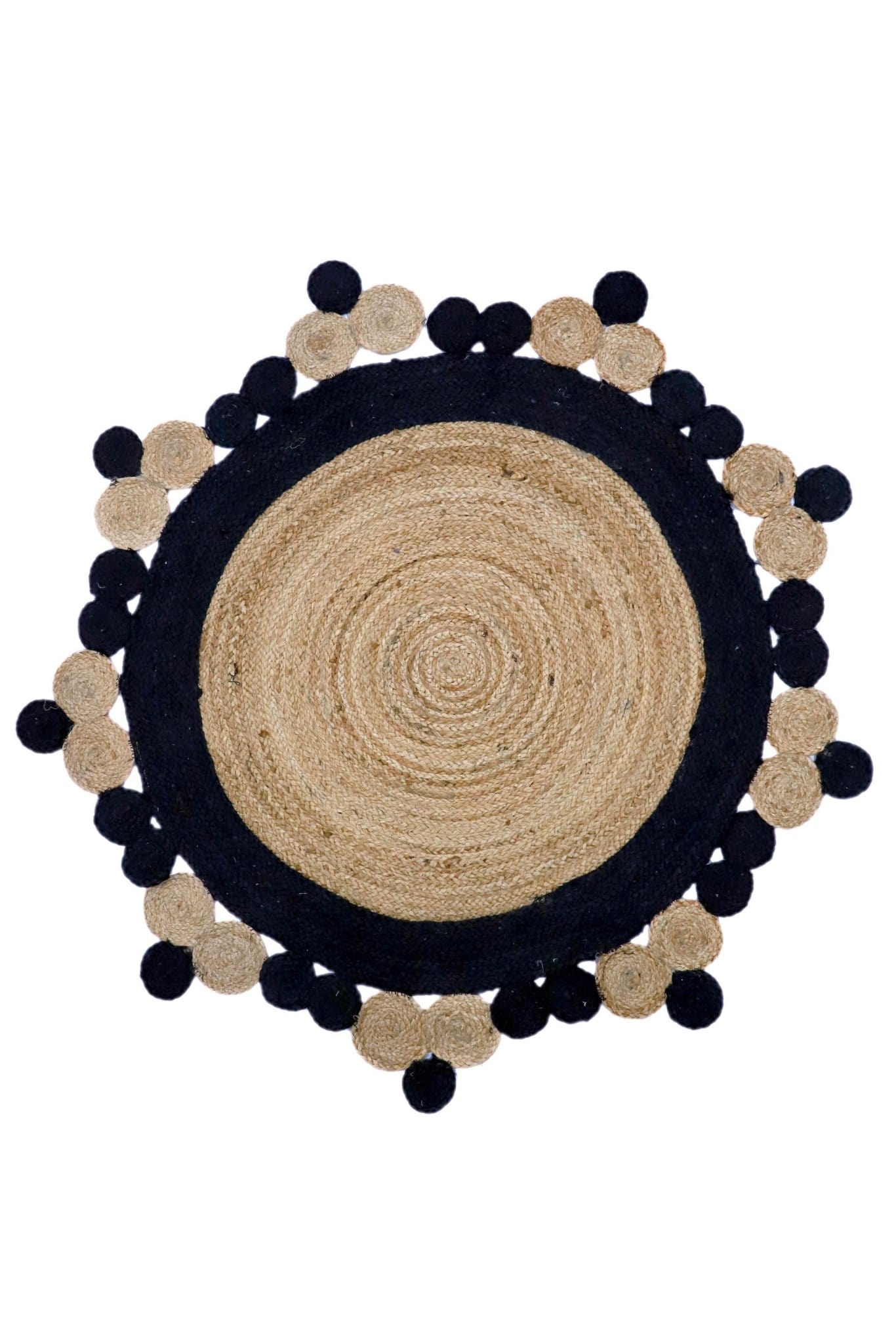 SMALLER -ROUND RUG - BLACK & NATURAL - ART AVENUE