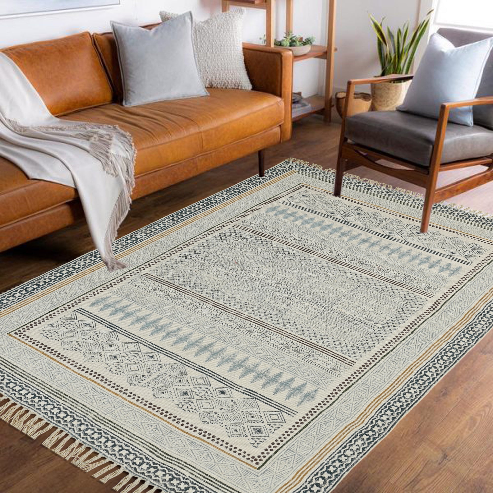 SNOWDROP - BLOCK PRINTED RUG - ART AVENUE